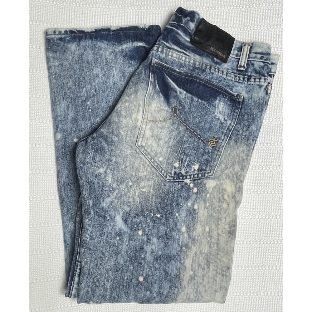 Rocawear Jeans Mens 34x31 Blue Denim‎ Distressed Torn Original Fit Hip Hop Y2K